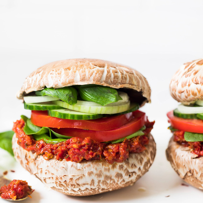 Raw Portobello Mushroom Burgers
