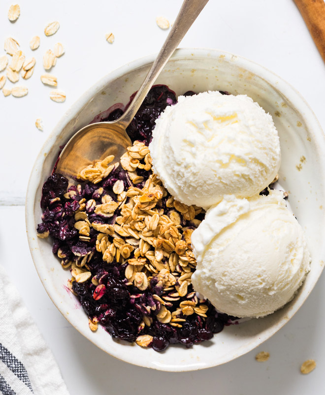 Wild Blueberry Crisp With Banana Ice Cream