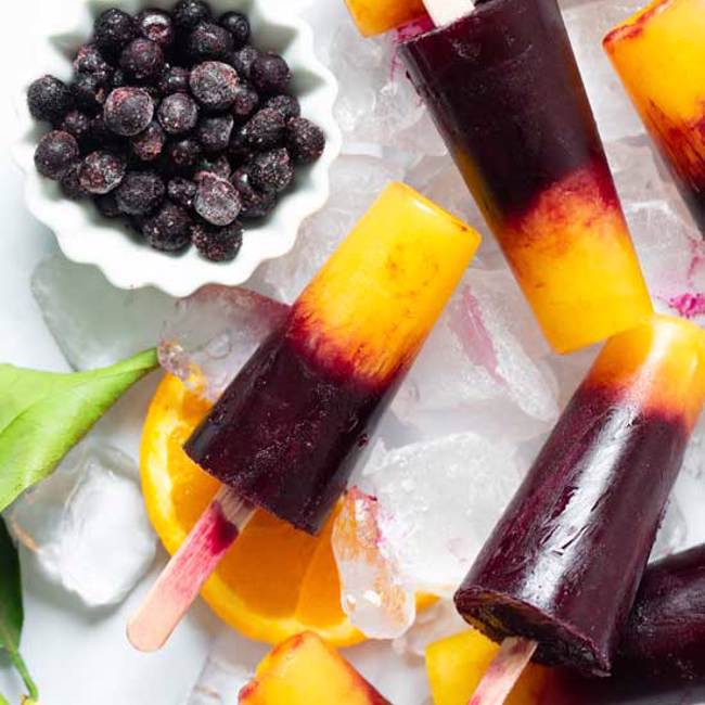 Orange & Wild Blueberry Popsicles
