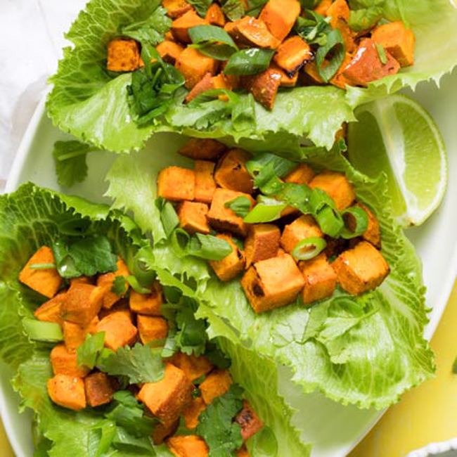 Spicy Sweet Potato Lettuce Wraps
